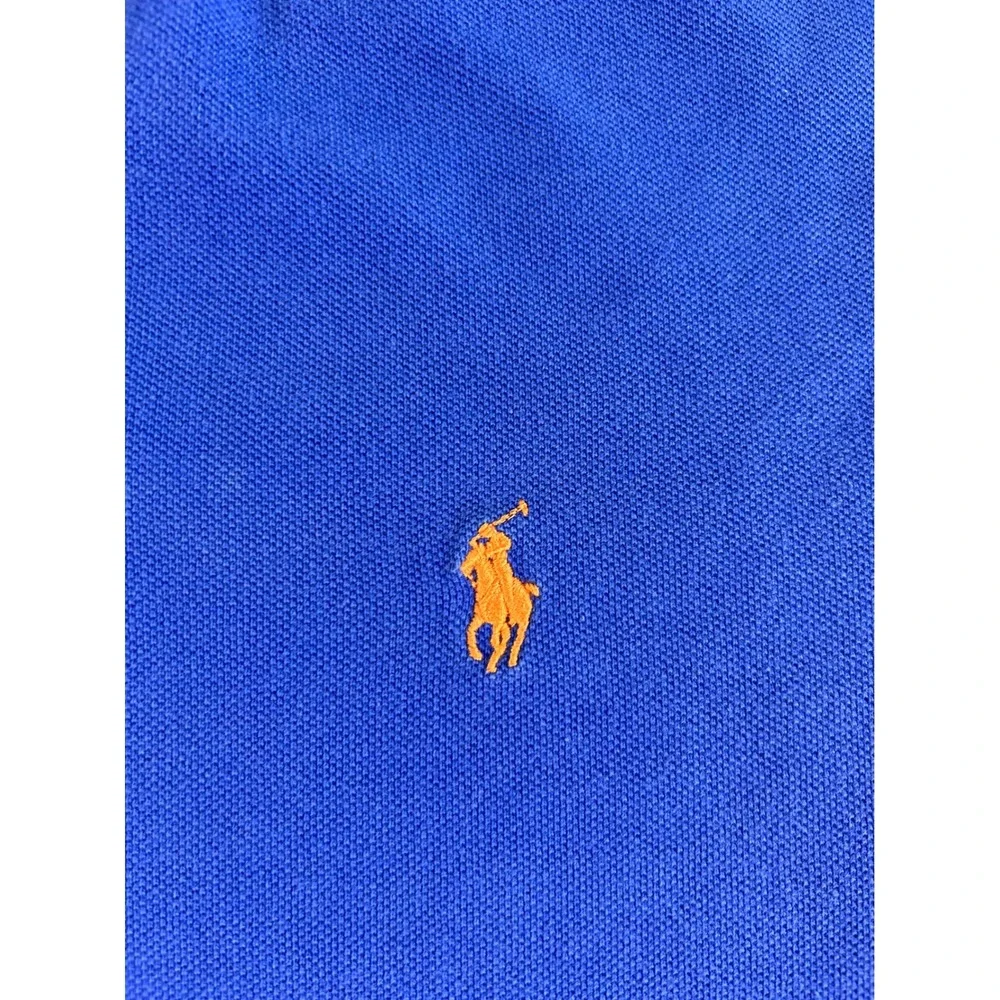 Polo Ralph Lauren Polo Shirt Mens XL Blue‎ Custom Fit Orange Pony Short Sleeve